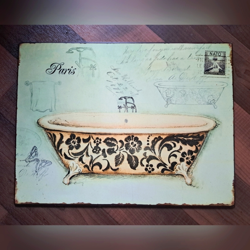 Vintage Paris Bathtub Wall Art
